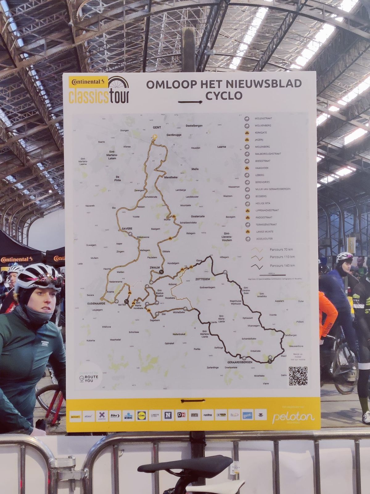 Poster showing the route of the Omloop Het Nieuwsblad 2023 Cyclo Route