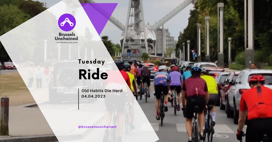 Banner image showing cyclists riding towards the Brussels Atomium