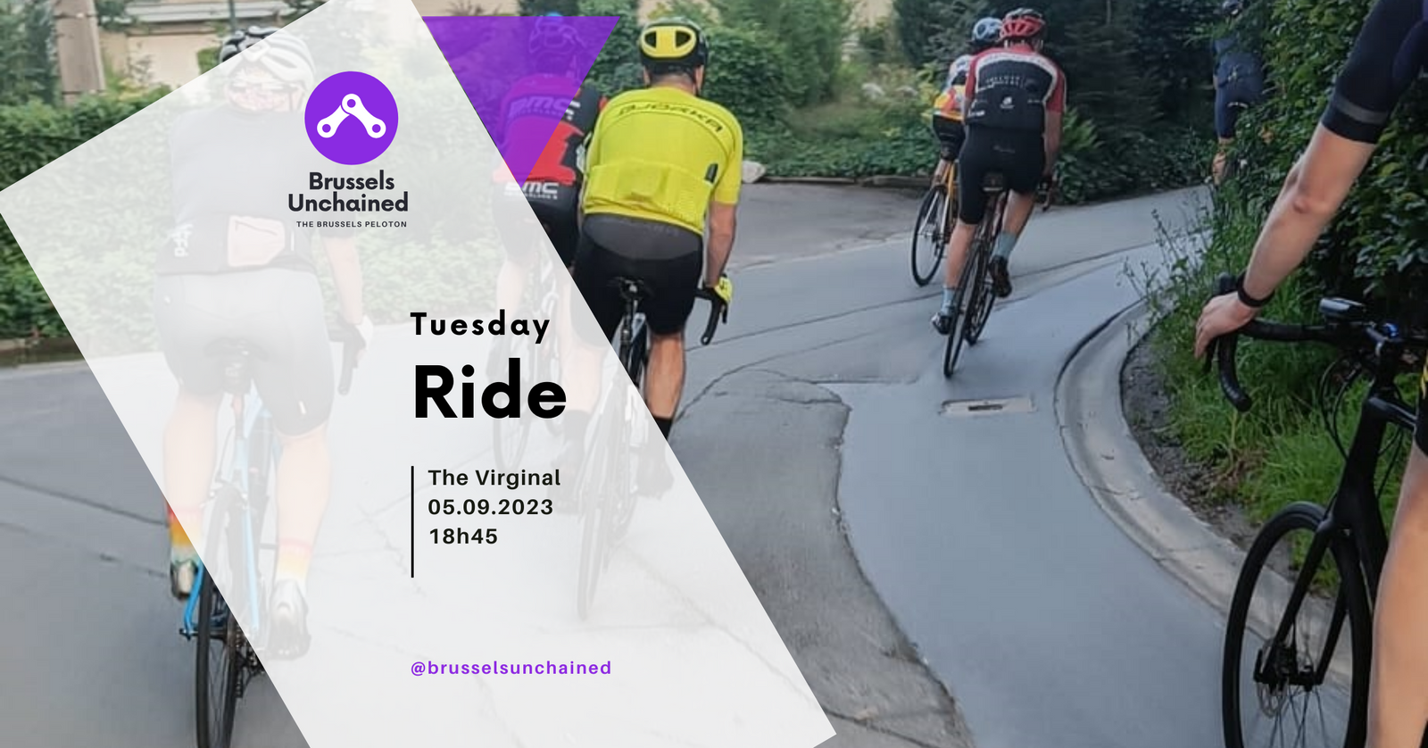 Group of cyclists rounding a bend