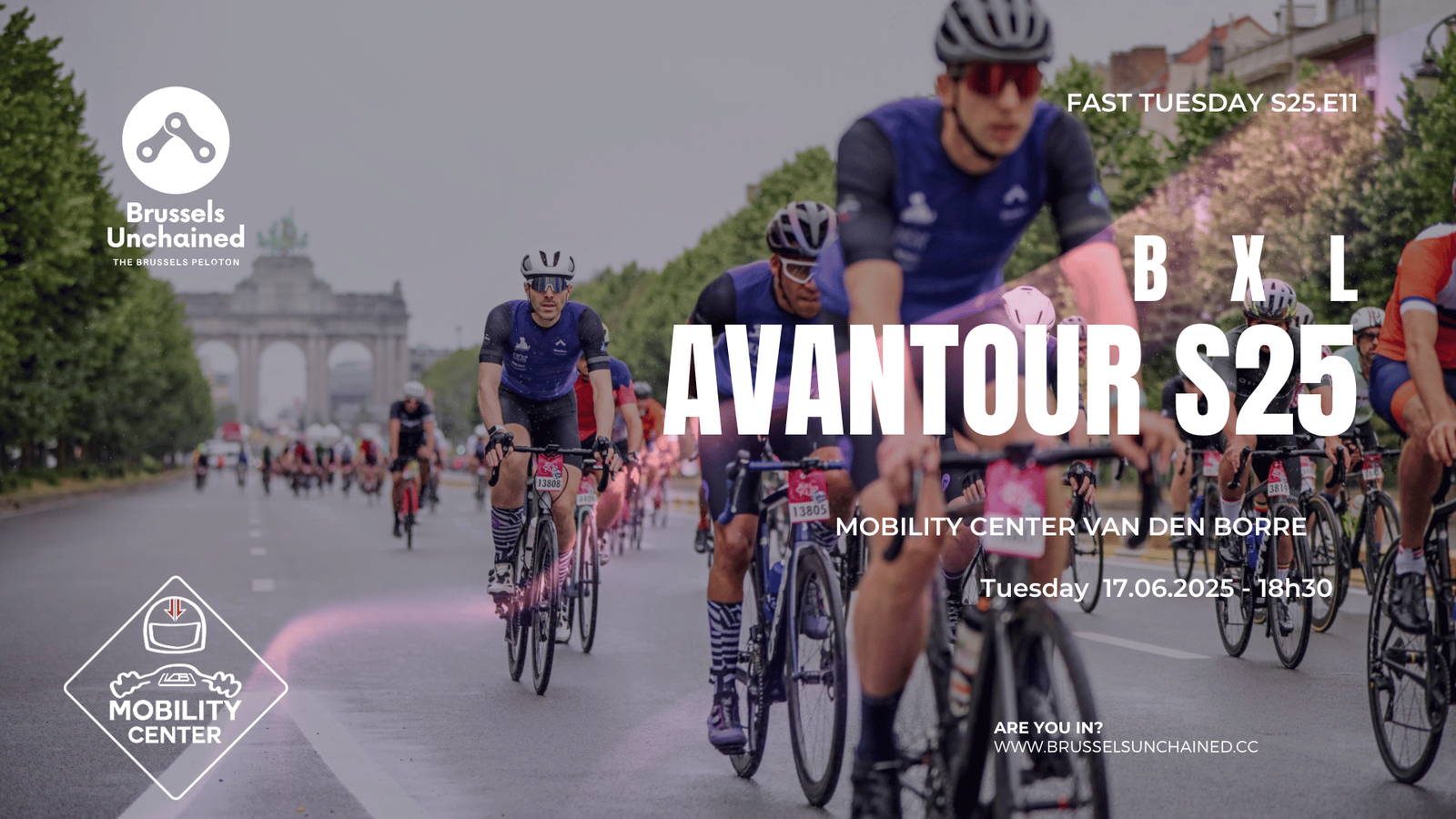 group of cyclists racing at bxl tour
