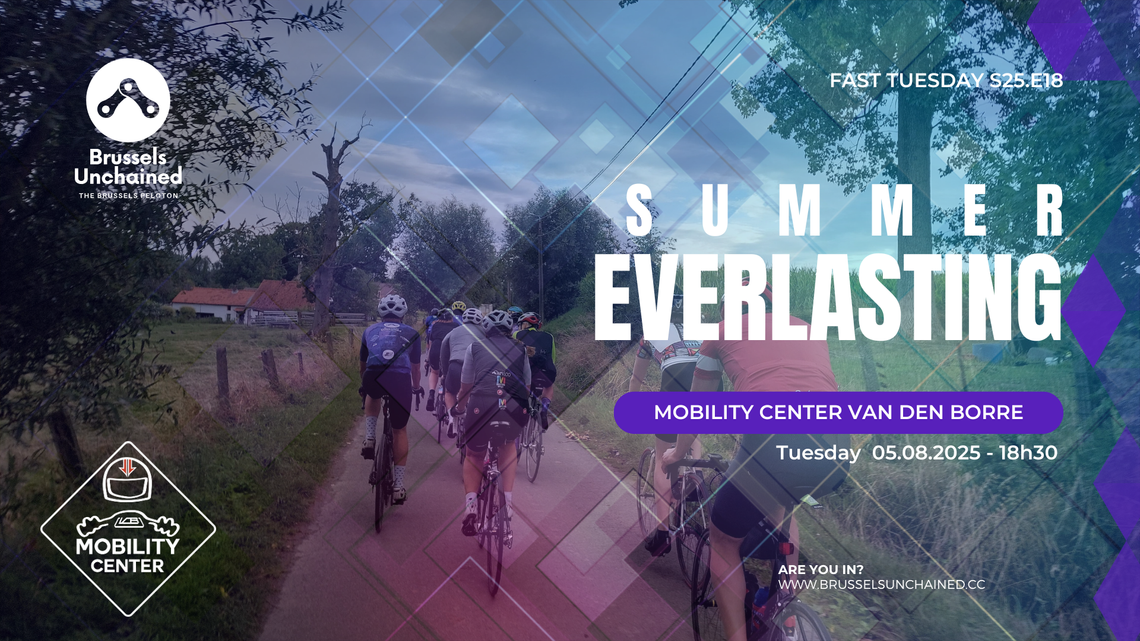 Large group of cyclists riding on countryside roads in Belgium
